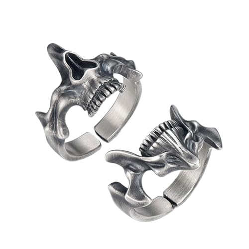 yanwuwa Anillos de calavera para hombre, diseño de calavera, estilo punk, vintage, color plateado, One Size, como se describe, como se describe