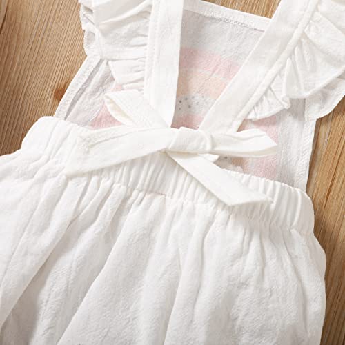 Grnshts Baby Girls First Birthday Outfits Ruffle Rainbow Romper Backless Bodysuit Cake Smash Outfits (Rainbow, 9-12 Months) #TOP6