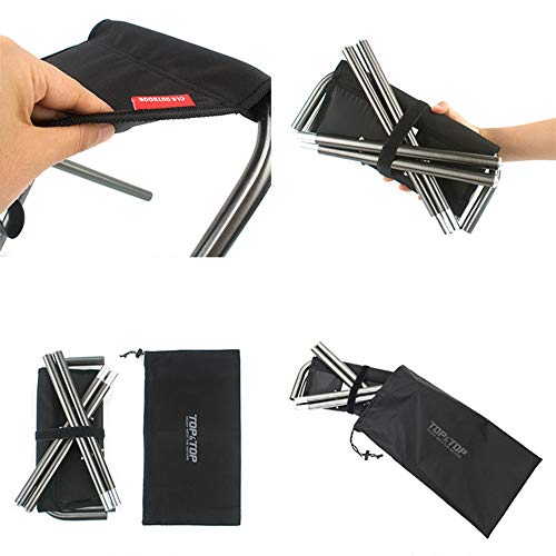 Tabouret de camping noir pliable avec sac pour barbecue - 5