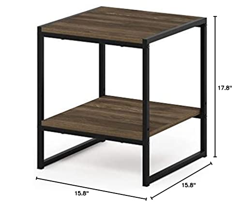 Furinno Camnus Modern Living 2-Tier End Table, Columbia Walnut, 15.9 In X 15.75 In X 18 In #TOP6
