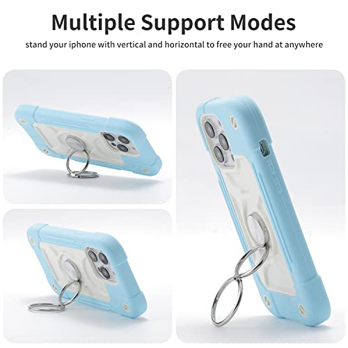 Image of MARKILL Compatible with iPhone with Built-in 360Rotating Ring Stand, Military Grade Drop Protection Full Body Rugged Heavy Duty Case Durable Cover (Ice Blue, iPhone 14 Pro Max 6.7 inch)