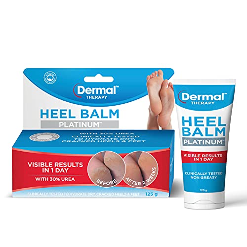 Dermal Therapy Heel Balm Platinum – Extreme Cracked Heel Treatment, Foot Balm with 30% Urea for Deep Hydration & Skin Repair, Fast Results in 1 Day, Clinically Tested Foot Cream Moisturiser | 125g