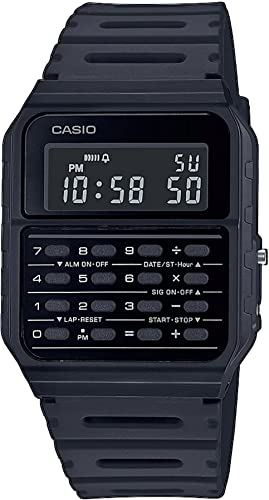 Casio Montre Quartz Unisexe 34.40mm avec Cadran Noir Digitale et Bracelet en Plastic/Resin Strap Noir CA-53WF-1BEF