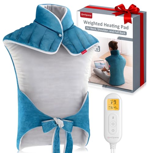 Image of Comfytemp Fathers Day Dad Gifts, Weighted Heating Pad for Back Neck Shoulders, Birthday Gifts for Men Women Husband Wife, Large Electric Heating Wrap FSA Eligible, 9 Heat Settings & 11 Timers, 22 inchx33 inch