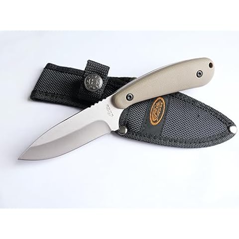 Tattva Tactical 7” Mini Fixed Blade Knife Heavy Duty Full Tang Nylon Sheath Tan Scales Tactical Cover