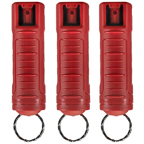 Police Magnum Keychain Pepper Spray Self Defense Belt Clip Holder- Tactical Safety Key Chains For Women & Men- Made In The Usa-3 Pack Red Inj #TOP6