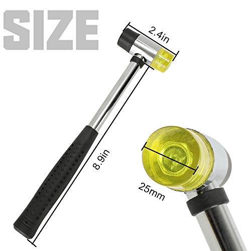 Winunite Rubber Mallet 25Mm Dual Head Nylon Rubber Hammer Metal Mallet And Two Conversion Head #TOP1