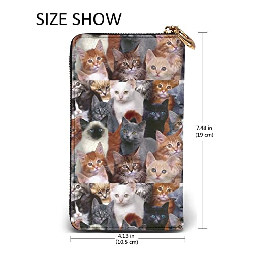 Leather Wallets For Women Man Rfid Too Many Cat Wallet Blocking Zip Wallet Credit Card Holder #TOP2