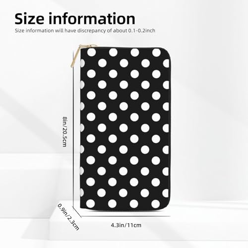Wallet Women - Vintage White Polka Dot Black Print Leather Wallet Large Capacity Bifold Long Ladies Wallets With Zipper2
