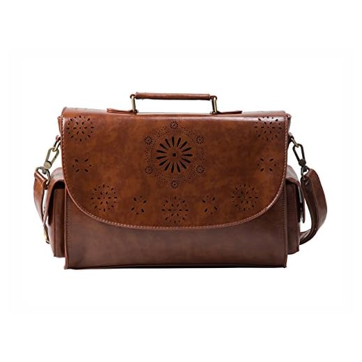Ecosusi Borsa Messenger Donna Vintage in Ecopelle Tote Cartella