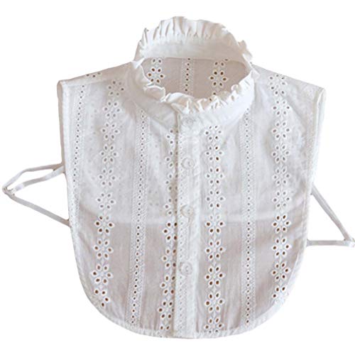 CAVIVI Femmes Faux Collier Col en Coton Amovible Col Plissé Chemisier Demi Chemises Faux Col Chemisier thumbnail