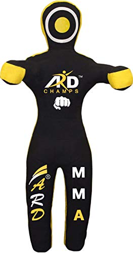 ARD-Champs Brazilian Grappling Canvas Straight Dummy MMA Wrestling Judo Black/Yellow (4 Feet)