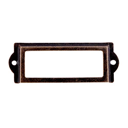 Kinmad 10 Pcs 83 X 33Mm Antique Bronze Metal Library Office File Drawer Cabinet Shelves Card Label Holder Frames With Screws For Drawer Box Repair Decoration Card Tag Label #TOP2
