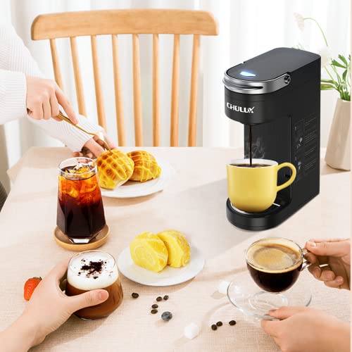 Chulux Single Serve Coffee Maker, Mini Coffee Machine Single Cup Coffee Maker For K Cup Ground Coffee Tea, All In One Simply Coffee Maker 5-12Oz, Fast Brewing Fit Travel Mug Kcup Pod Coffee Brewer #TOP6