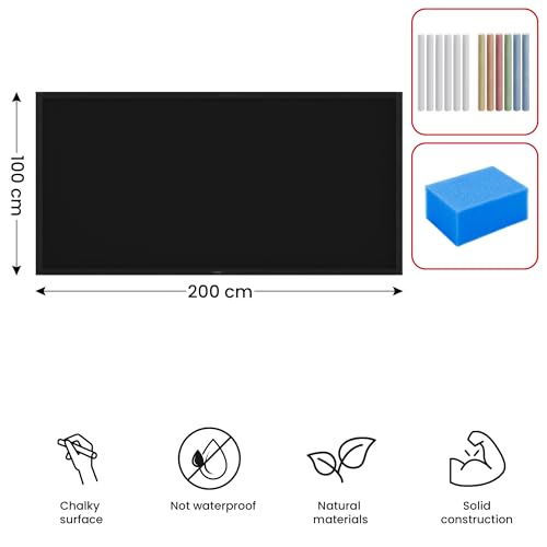 ALLboards Kreidetafel mit schwarzem lackiertem Holzrahmen 200x100cm, Schwarz, Schreibtafel, Kreide, Kreidetafel wand, Tafel gastronomie, Wandtafel für Gastronomie