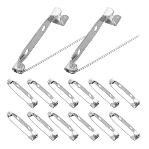 DOITOOL Locking Safety Pins Flat Backs 60pcs Silverplated Metal Brooch Pins Backs for Jewelry Making DIY Accessories