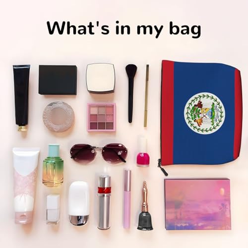 Belize Flag Patterned travel cosmetic bag, multifunctional storage bag, specially designed for daily necessities storage,3