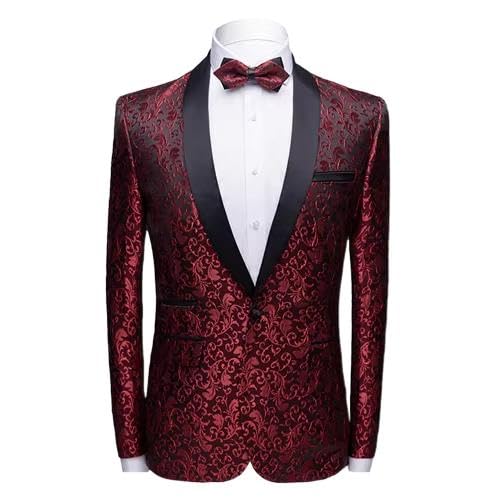 Men's Business Suit Jacket Wedding Slim Fit Blazer for Men-Red A