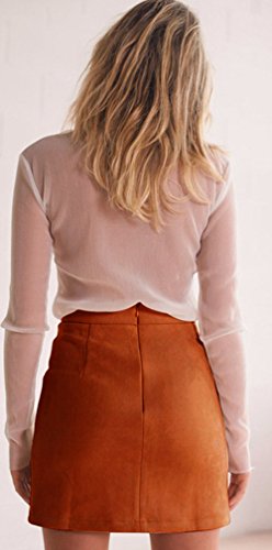 Katiewens Women's Classic High Waist Lace Up Bodycon Faux Suede A Line Mini Pencil Skirt #TOP3