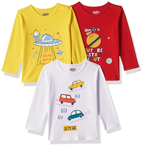 Image of Amazon Brand - Jam & Honey Baby Boy's and Girls Full Sleeves T-Shirt | 100% Cotton Printed Regular Fit Unisex T-Shirts | New Born Baby Clothes - 0 to 24 Months