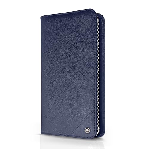 Family 4 Passport Holder - Travel Wallet RFID Blocking, Document Organizer, Essentials Plane Accessory Cover for Women Men (Blue)