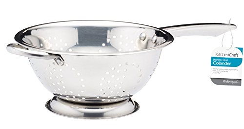 KitchenCraft Footed Stainless Steel Long-Handle Colander, 24 cm (9.5"), Silver - Image 3