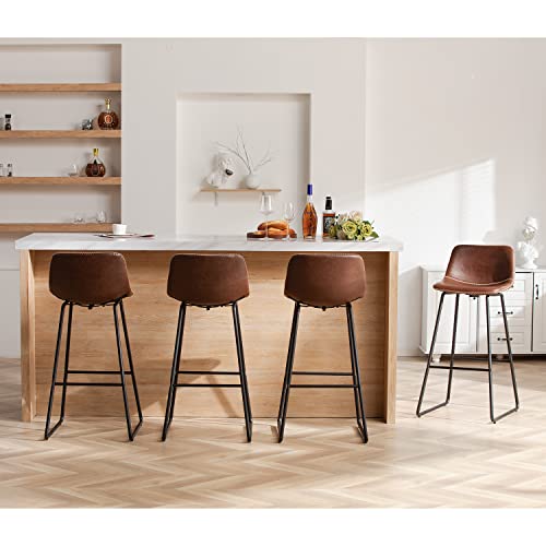 Image of Bar Stools Bar Height Set of 4, Modern Counter Stool with Back for Home Bar