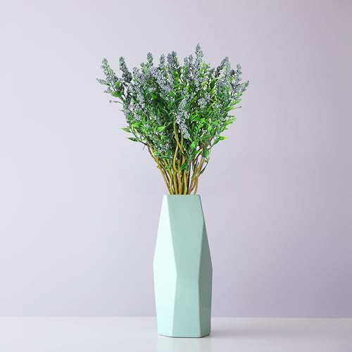 Image of HOMEVERSE Fresh Lavender 12Pcs Lavender Fake Plant 14Inch Height Bouquet, Green Stems Bundled for Decorative Items for Diwali, Home, Room, Office, Bedroom, Anniversary, Deepawali (Blue)