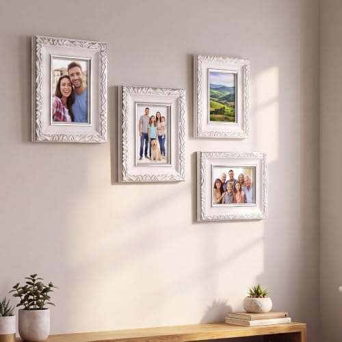 Image of 12 Pack 4 x 6 Inch White Silver Small Picture Frames Bulk