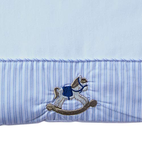 Colchonete para Carrinho de Bebê com Fronha Malha Cavalinho de Pau Azul, Biramar Baby, Azul