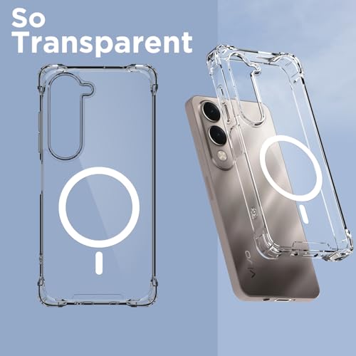 Image of Pikkme Back Cover for iQoo Z10 lite 5G / Vivo T4 lite 5G / Y19 5G / Y19e / Y04 4G / Y29s 5G Mag-Safe Shockproof PC + TPU Protective Case Magnetic Support Bumper Case (Transparent Mag-Safe)