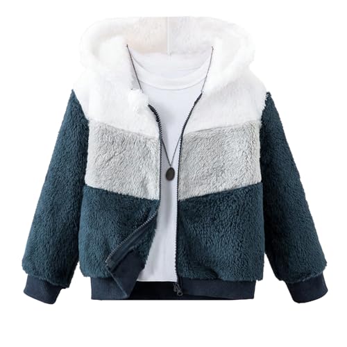 Boys Hoodie Jacket Kids Zipper Hooded Long Sleeve Autumn Winter Coats Color Blocking Splicing Outerwear for 4-7 Years