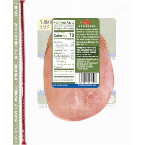 Applegate, Natural Uncured Black Forest Ham Family Size, 10.5oz