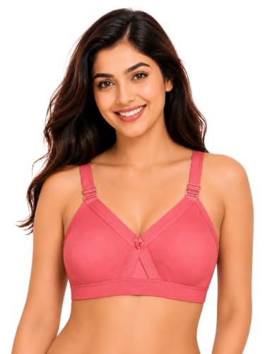 Image of SONA Super Fit Everyday Non Padded Side Support Cotton Full Coverage Bra for Women with Transparent Strap Plus Size Bra