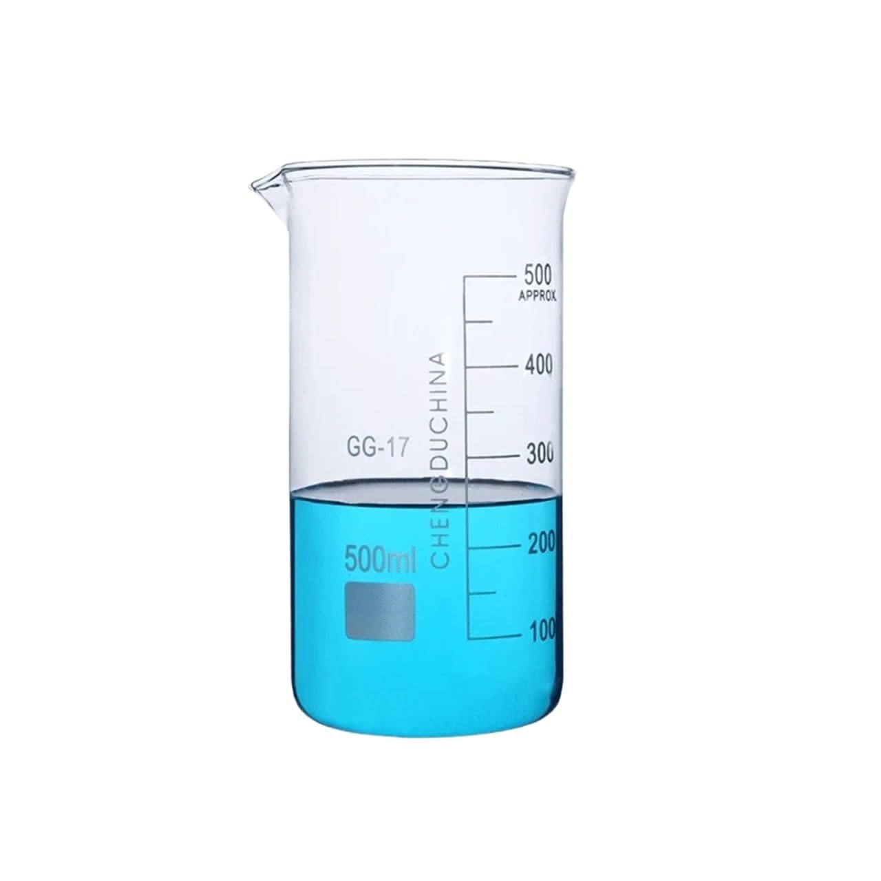 Vaso medidor de Vidrio de borosilicato de Alta graduación, 500 ml (Transparente).