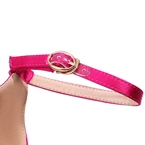 XIEDA Women's Closed Toe Platform Chunky High Block Satin Heels 4 Inch Ankle Strap Party Prom Dress Pumps 6