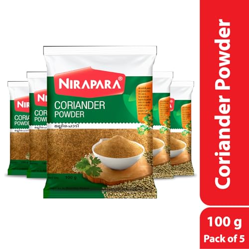 Image of Nirapara Coriander Powder for Incredible Taste and Flavour| Perfectly Grounded for Rich Texture & Aroma| No Added Flavours & Colours| Hygienically Packed| 100g x 5 | 500 gms