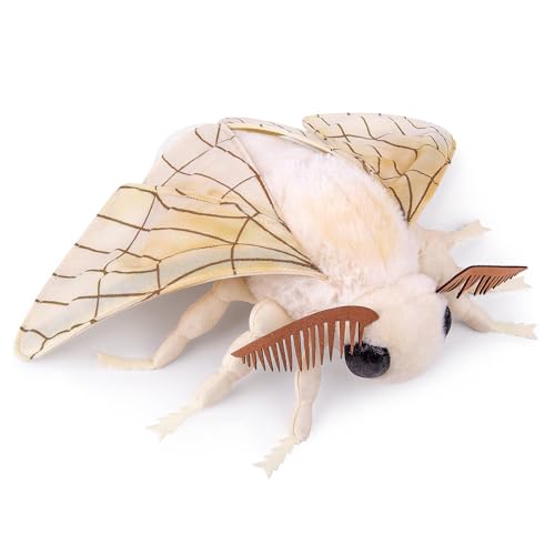 PuffPurrs Motte Plush 33CM/12IN, Kawaii Moth Plüschtier, Realistische Silk Moth Kuscheltier, Motten Stofftier Plüsch Spielzeug für Kinder Kuscheltiere, Geschenk für Natur- und Tierliebhaber