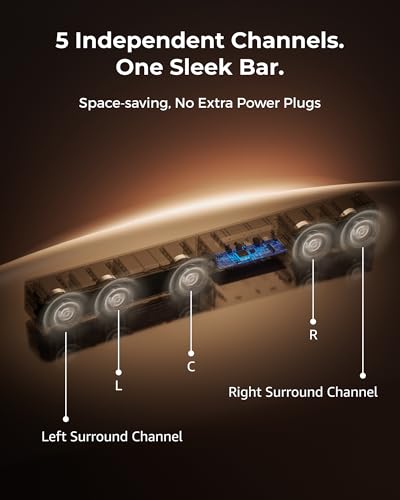 ULTIMEA 5.1CH Soundbar, Dolby Atmos, VoiceMX, BassMX, APP, 340W Sound bar for TV, Home Theater Surround Sound System, Bluetooth 5.4, Poseidon M60 Boom(2025 Model) - Image 3