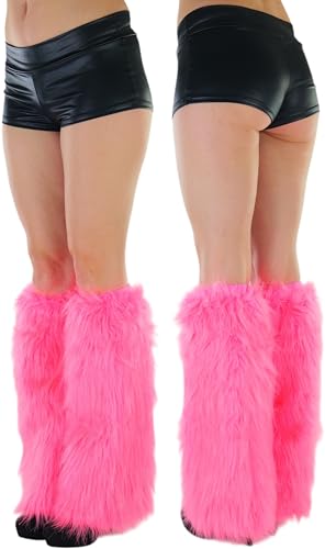 Image of ToBeInStyle Women's Faux Vibrant Fur Retro Daring 60' Inspired Ravewear Knee High Leg Warmers