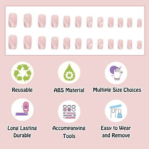 Image of Fashionharbour 24 Reusable Artificial Fake Nail Set| Lightweight & Long Lasting| Easy To Use| Quick Fix For Festivals & Special Occasions (w476)