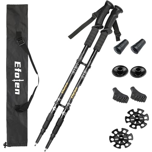 Efolen Bastones de Senderismo Bastones Trekking Plegables 2pcs, Aleación de Aluminio, Bastones Marcha Nordica es Adecuado para Alpinismo Trail Viaje Naturehike, Palos Senderismo, Escalada Accesorios