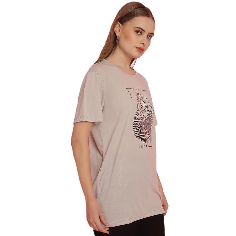 Image of Round Neck Cotton Printed Women Regular Fit Tshirt-P1950