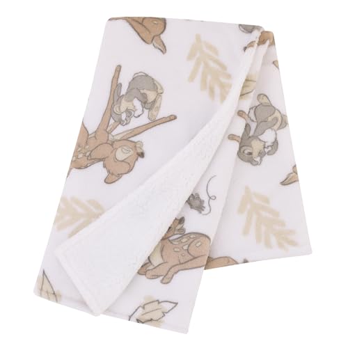 Image of Disney B is for Bambi Tan, Gray, and White Super Soft Plush Sherpa Baby Blanket