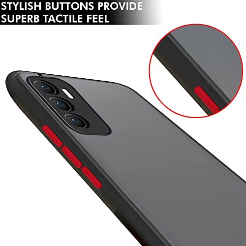 Image of WOW IMAGINE Vivo V23E 5G | Vivo Y75 4G Translucent Hybrid Back Cover Case | Smoked Matte Back | 360 Degree Protection | with Camera Bump | Protective Hard Case (Black Bumper)