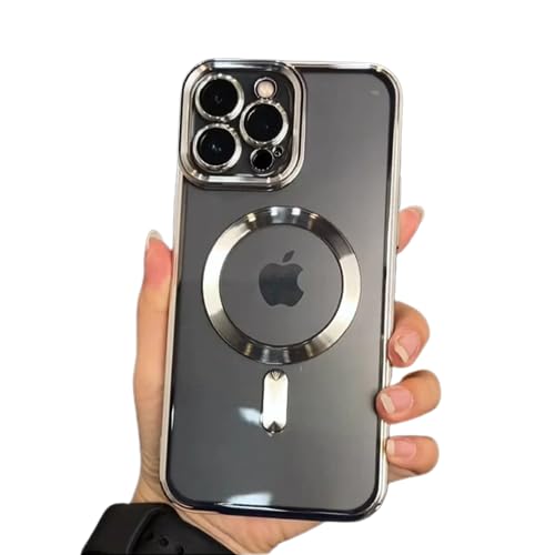 Image of MILLION CASES Back Cover Case for iPhone 15 Pro Shockproof Protective Luxury Plating Camera Protection Transparent Case for Men & Boys (Blue)
