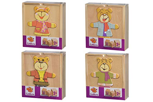 Eichhorn 100005401 - Bären-Puzzle, mit versch. Kleidungsstücken zum Wechseln, 4 Verschiedene Motive, Keine Motivauswahl möglich, Lieferumfang 1 STK., FSC 100% Zertifiziertes Lindensperrholz