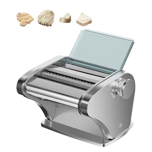 製麺機 パスタマシン 電動 パスタ マシーン 製麺機自宅用 業務用 多機能 面条机 ?面机 6段階の厚さ調整 充電式 12V/120w pasta maker そば、餃子、うどん、生麺、ワンタンなどを作るのに適しています (シルバー,包丁2本/生地を押さえ