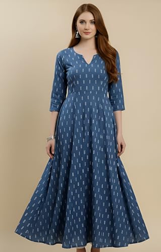 Image of Cotton Pochampally ikat unstitched blouse, Kurthi, long frock fabric material for women (1 meter, 2 meters & 3 meters)