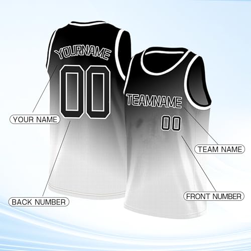Image of Custom Basketball Jersey for Men - Personalized Name & Number, Embroidered or Printed, Athletic Shirt for Kids, Boys & Youth